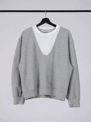 Naru Deep V Color Block Loose Sweatshirt