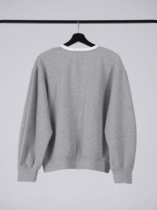 Naru Deep V Color Block Loose Sweatshirt