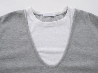 Naru Deep V Color Block Loose Sweatshirt