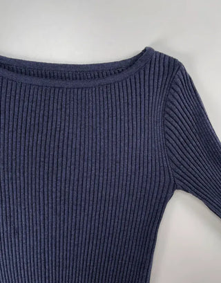 Currin Ribbed Lip Neck Long Sleeve T-shirt