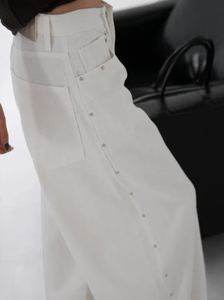 Collar Studded Line Balloon Cotton Pants