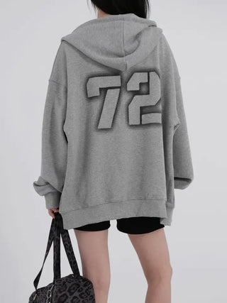 Orin Big Number Two-Way Oversized Zip-Up Hoodie