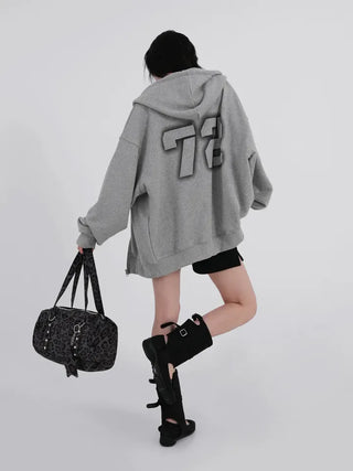 Orin Big Number Two-Way Oversized Zip-Up Hoodie