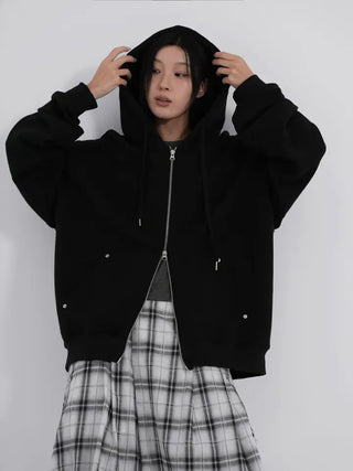 Orin Big Number Two-Way Oversized Zip-Up Hoodie