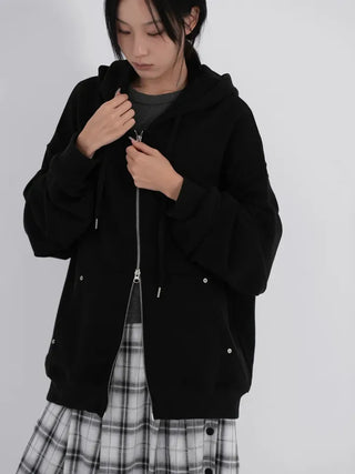 Orin Big Number Two-Way Oversized Zip-Up Hoodie