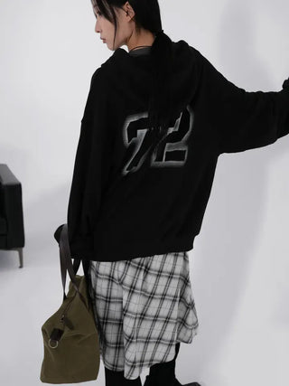 Orin Big Number Two-Way Oversized Zip-Up Hoodie