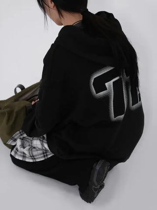 Orin Big Number Two-Way Oversized Zip-Up Hoodie