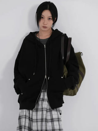 Orin Big Number Two-Way Oversized Zip-Up Hoodie