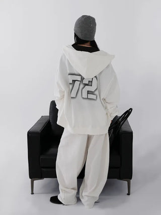 Orin Big Number Two-Way Oversized Zip-Up Hoodie