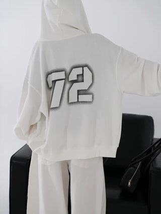Orin Big Number Two-Way Oversized Zip-Up Hoodie