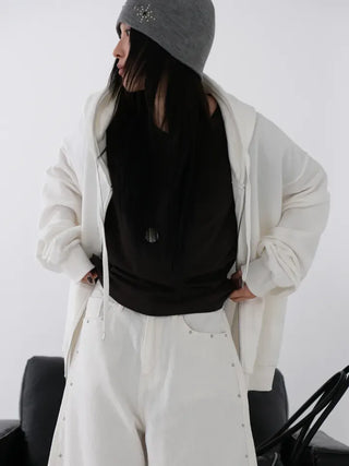 Orin Big Number Two-Way Oversized Zip-Up Hoodie