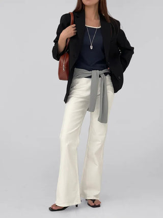 Dallo High-Waisted Bootcut Cotton Pants