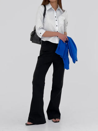 Dallo High-Waisted Bootcut Cotton Pants