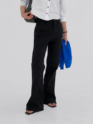 Dallo High-Waisted Bootcut Cotton Pants