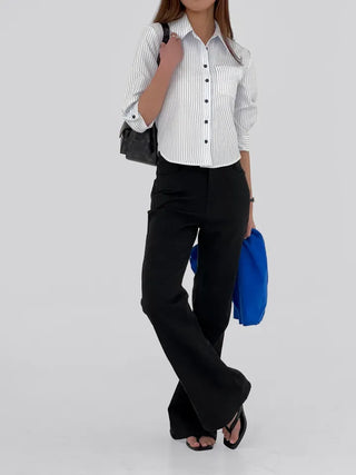 Dallo High-Waisted Bootcut Cotton Pants