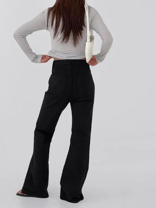 Dallo High-Waisted Bootcut Cotton Pants