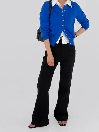 Dallo High-Waisted Bootcut Cotton Pants