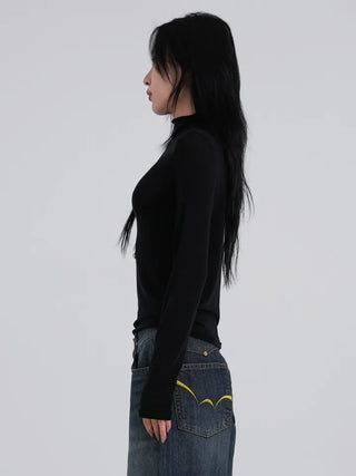Kubi See-through Turtleneck Long Sleeve Tee