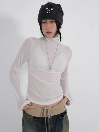 Kubi See-through Turtleneck Long Sleeve Tee
