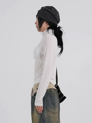 Kubi See-through Turtleneck Long Sleeve Tee