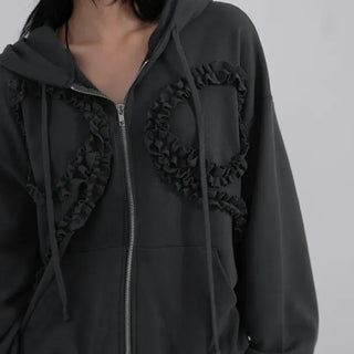 Dimo Ribbon Frill Zip-up Hoodie
