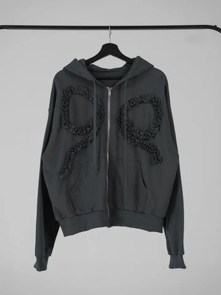 Dimo Ribbon Frill Zip-up Hoodie