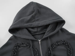 Dimo Ribbon Frill Zip-up Hoodie