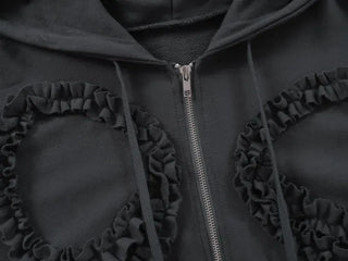 Dimo Ribbon Frill Zip-up Hoodie