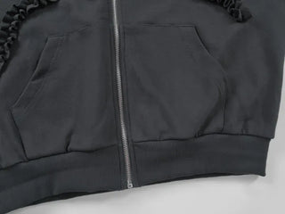Dimo Ribbon Frill Zip-up Hoodie