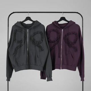 Dimo Ribbon Frill Zip-up Hoodie