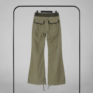 Lumi Low Elastic Waist Khaki Bootcut Pants