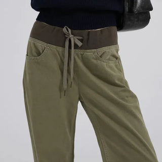 Lumi Low Elastic Waist Khaki Bootcut Pants