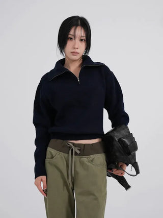 Lumi Low Elastic Waist Khaki Bootcut Pants