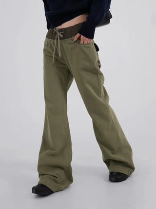 Lumi Low Elastic Waist Khaki Bootcut Pants