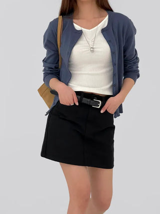 Kain A-line cotton mini skirt