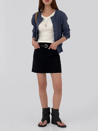 Kain A-line cotton mini skirt