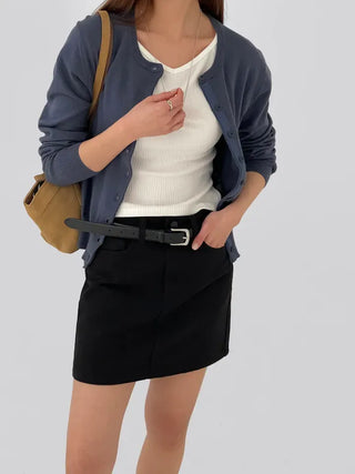 Kain A-line cotton mini skirt