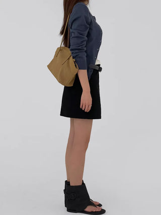 Kain A-line cotton mini skirt