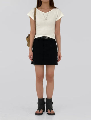 Kain A-line cotton mini skirt
