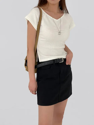 Kain A-line cotton mini skirt