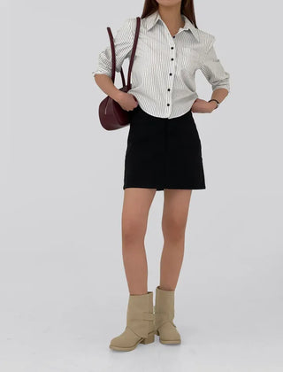 Kain A-line cotton mini skirt