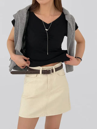 Kain A-line cotton mini skirt