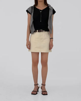 Kain A-line cotton mini skirt