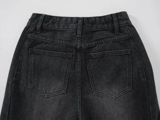Suan Cutline Semi-Flare Wide Denim Jeans