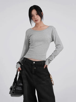 Heo Modal U-neck Semi-Slim Long Sleeve Tee