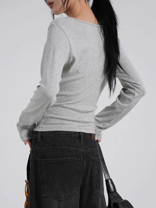 Heo Modal U-neck Semi-Slim Long Sleeve Tee