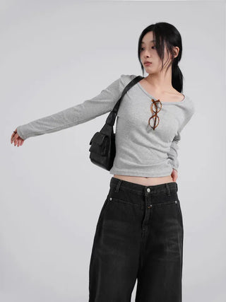 Heo Modal U-neck Semi-Slim Long Sleeve Tee