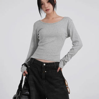 Heo Modal U-neck Semi-Slim Long Sleeve Tee