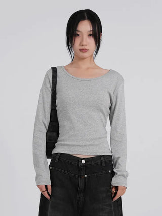 Heo Modal U-neck Semi-Slim Long Sleeve Tee