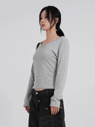 Heo Modal U-neck Semi-Slim Long Sleeve Tee